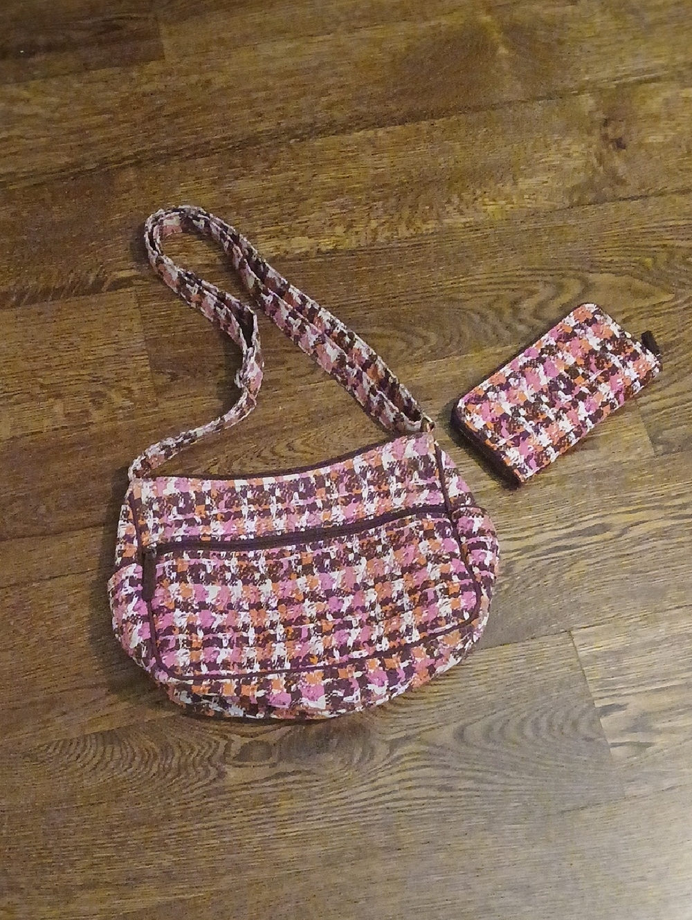 Vera Bradley Pink Multi Quilted Crossbody with Matching Wallet